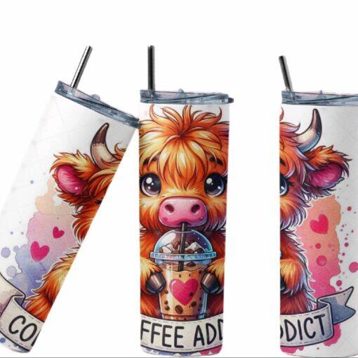 Highland Cow Coffee Addict Tumbler