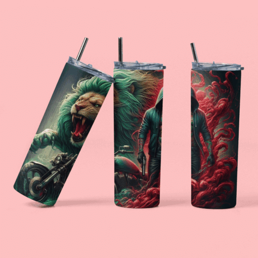 Biker Hog with Lion 20oz Drinks Tumbler