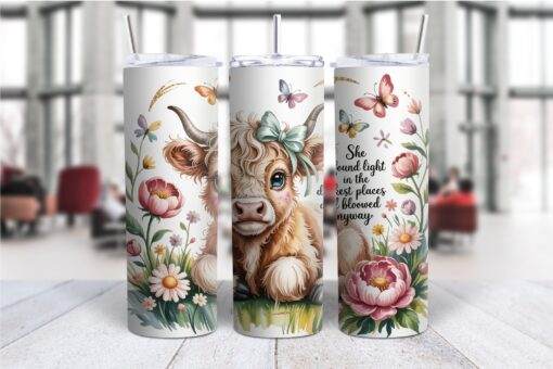 Boho Highland Cow 20oz Tumbler