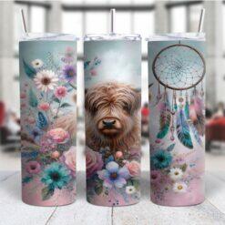 Boho Highland Cow 20oz Tumbler