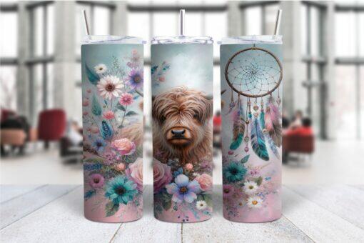 Boho Highland Cow 20oz Tumbler