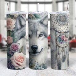 Boho Snow Wolf 20oz Tumbler