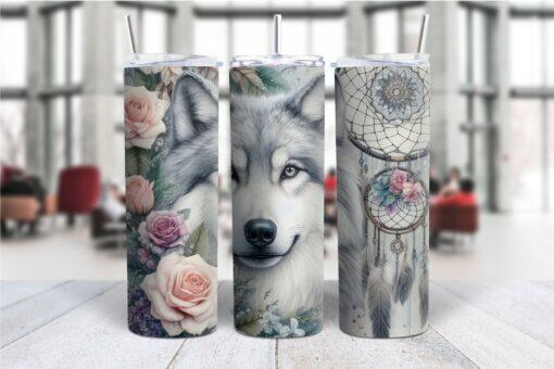 Boho Snow Wolf 20oz Tumbler