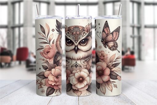 Boho Owl Design 20oz Tumbler