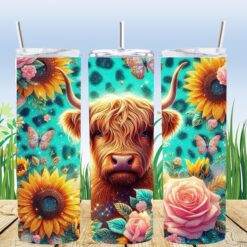 Highland Cow Rose 20oz Tumbler