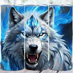 Snow Wolf Head 20oz Tumbler